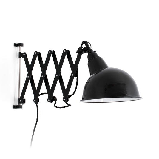 Aplique de pared extensible RAS negro FARO 62807, luminaria superficie de acero retro para iluminación interior del hogar