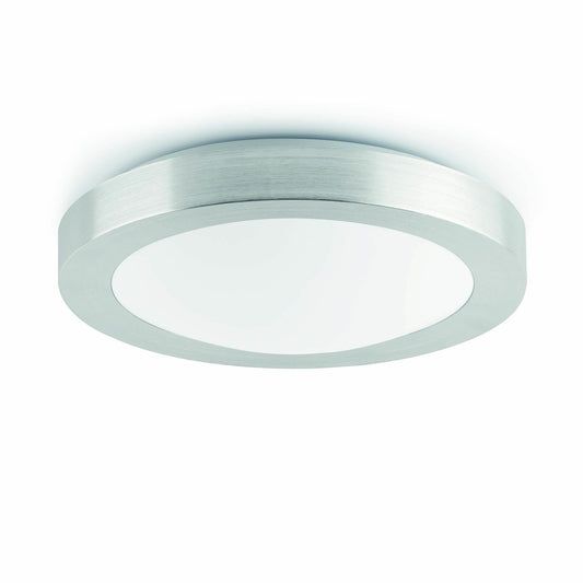 Plafon LOGOS 350 2L Gris FARO 62981 - Luminaria plafón para baño interior en aluminio y PC opal, IP44, compatible E27 LED, níquel satinado