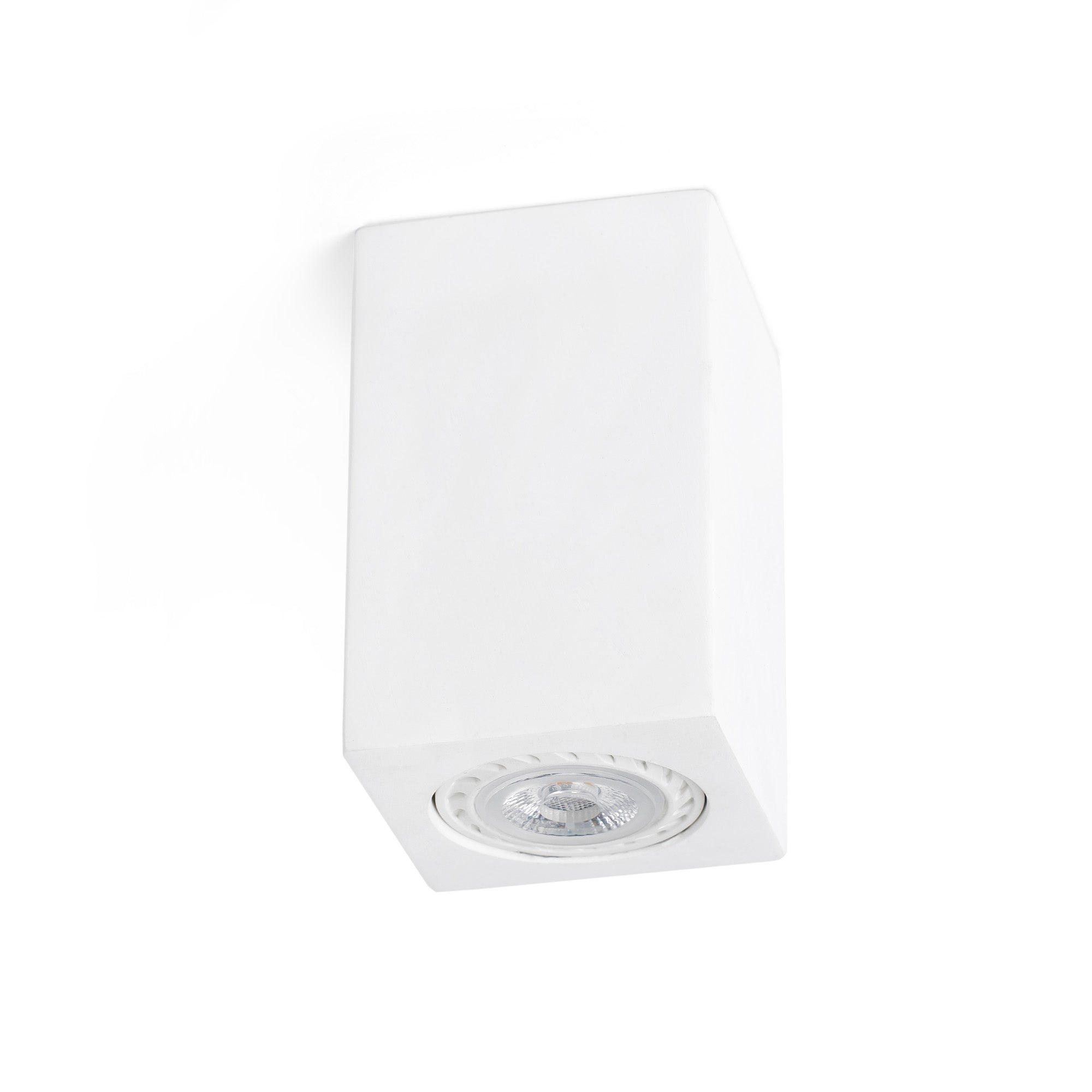 Plafon SVEN SQ cuadrado blanco de yeso mate para luminaria superficie interior LED, diseño contemporáneo serie 63269 FARO, iluminación techo moderna