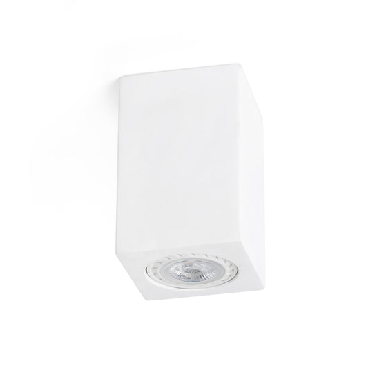 Plafon SVEN SQ cuadrado blanco de yeso mate para luminaria superficie interior LED, diseño contemporáneo serie 63269 FARO, iluminación techo moderna