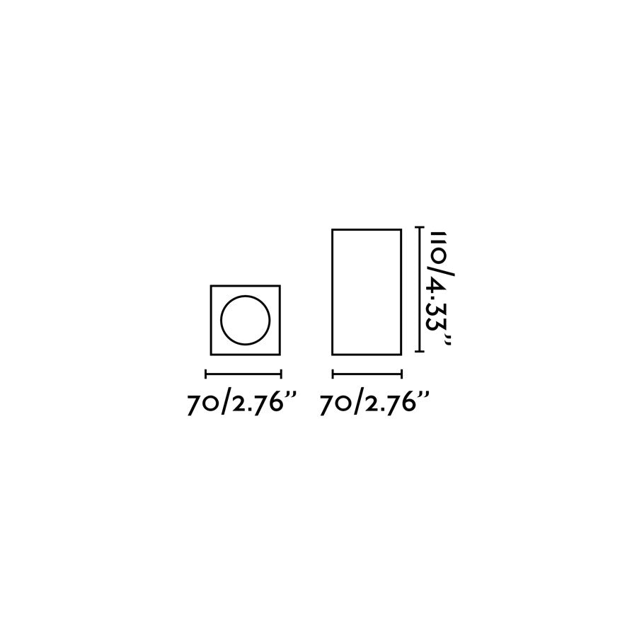 Diagrama de medidas del Plafón SVEN SQ Cuadrado Blanco FARO serie 63269, luminaria LED de yeso blanco mate para techo interior contemporáneo