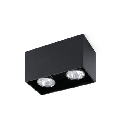 Plafon TECTO 2L GU10 negra de FARO modelo 63273, luminaria de superficie para techo interior en aluminio, diseño contemporáneo con bombillas GU10 para iluminación residencial