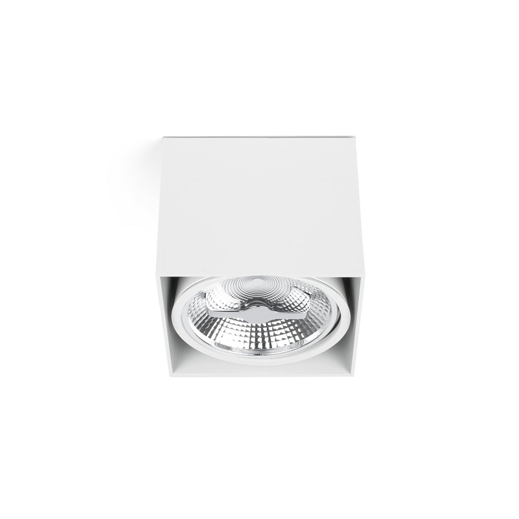 Plafon Tectonica 1L AR111 Blanca de FARO modelo 63274, luminaria de superficie en aluminio blanco para iluminación residencial interior con diseño contemporáneo y LED GX53