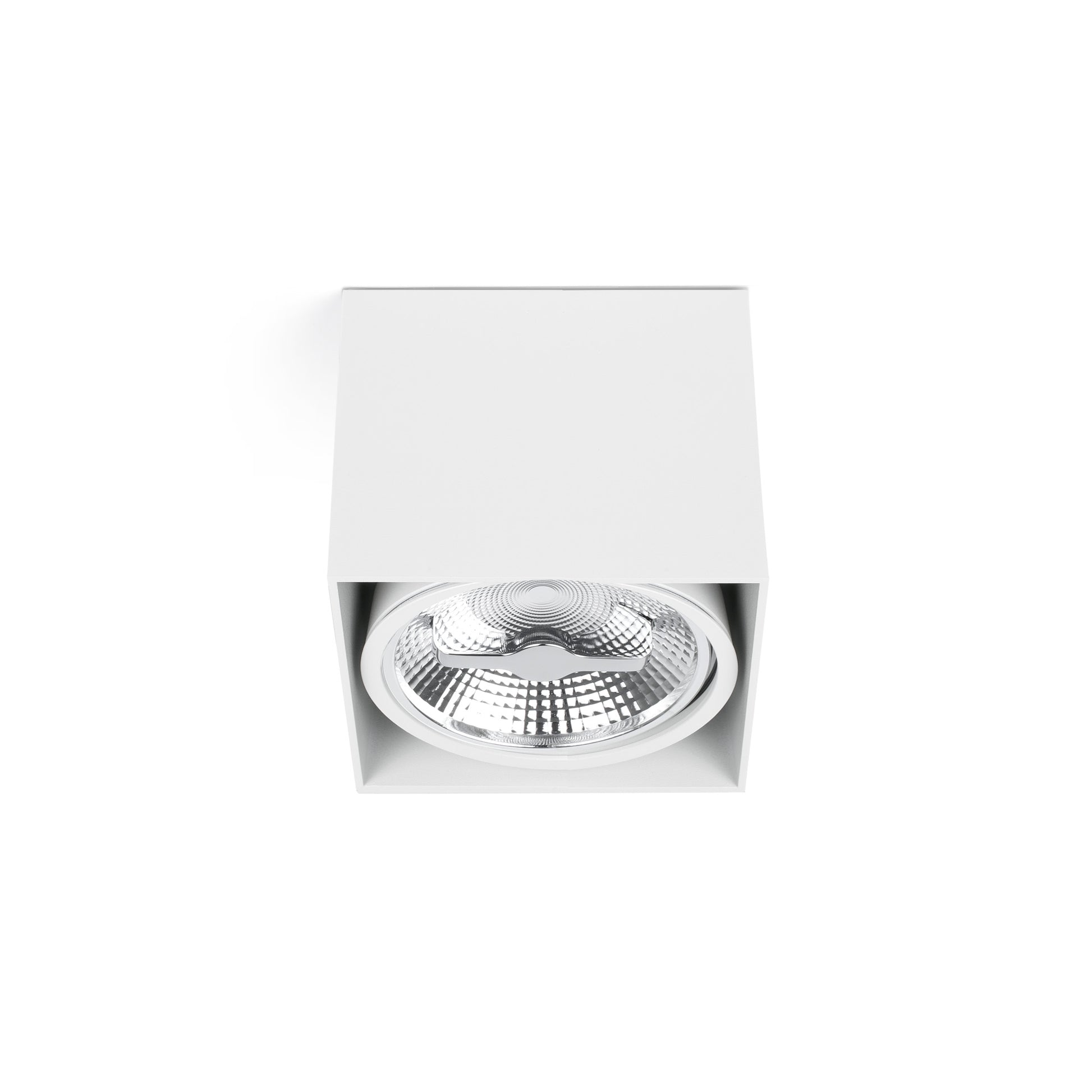 Plafon Tectonica 1L AR111 Blanca de FARO modelo 63274, luminaria de superficie en aluminio blanco para iluminación residencial interior con diseño contemporáneo y LED GX53