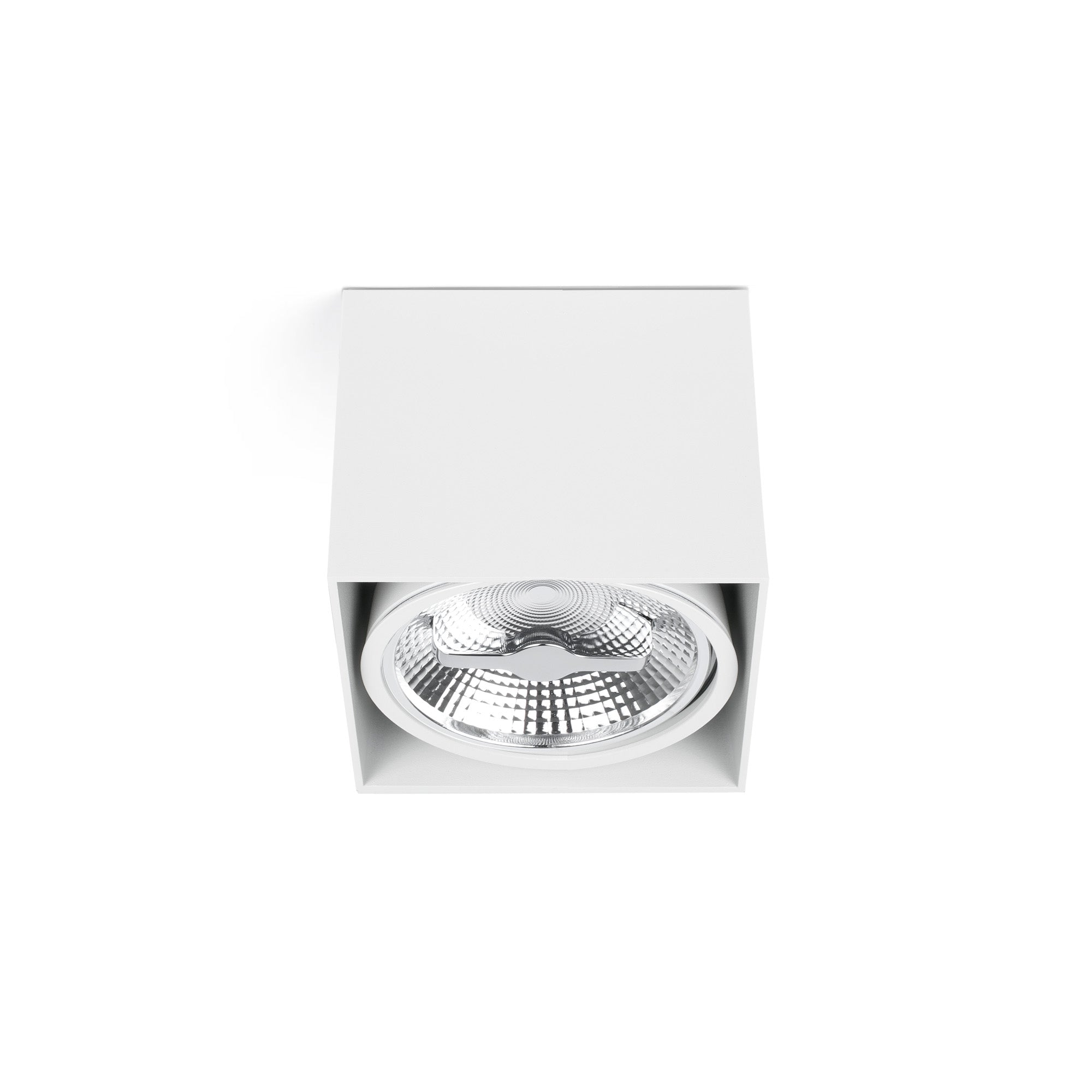 Plafon Tectonica 1L AR111 Blanca de FARO modelo 63274, luminaria de superficie en aluminio blanco para iluminación residencial interior con diseño contemporáneo y LED GX53
