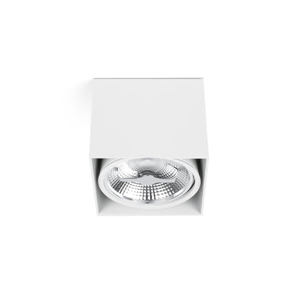 Plafon Tectonica 1L AR111 Blanca de FARO modelo 63274, luminaria de superficie en aluminio blanco para iluminación residencial interior con diseño contemporáneo y LED GX53