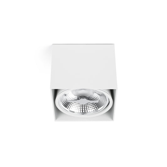 Plafon Tectonica 1L AR111 Blanca de FARO modelo 63274, luminaria de superficie en aluminio blanco para iluminación residencial interior con diseño contemporáneo y LED GX53