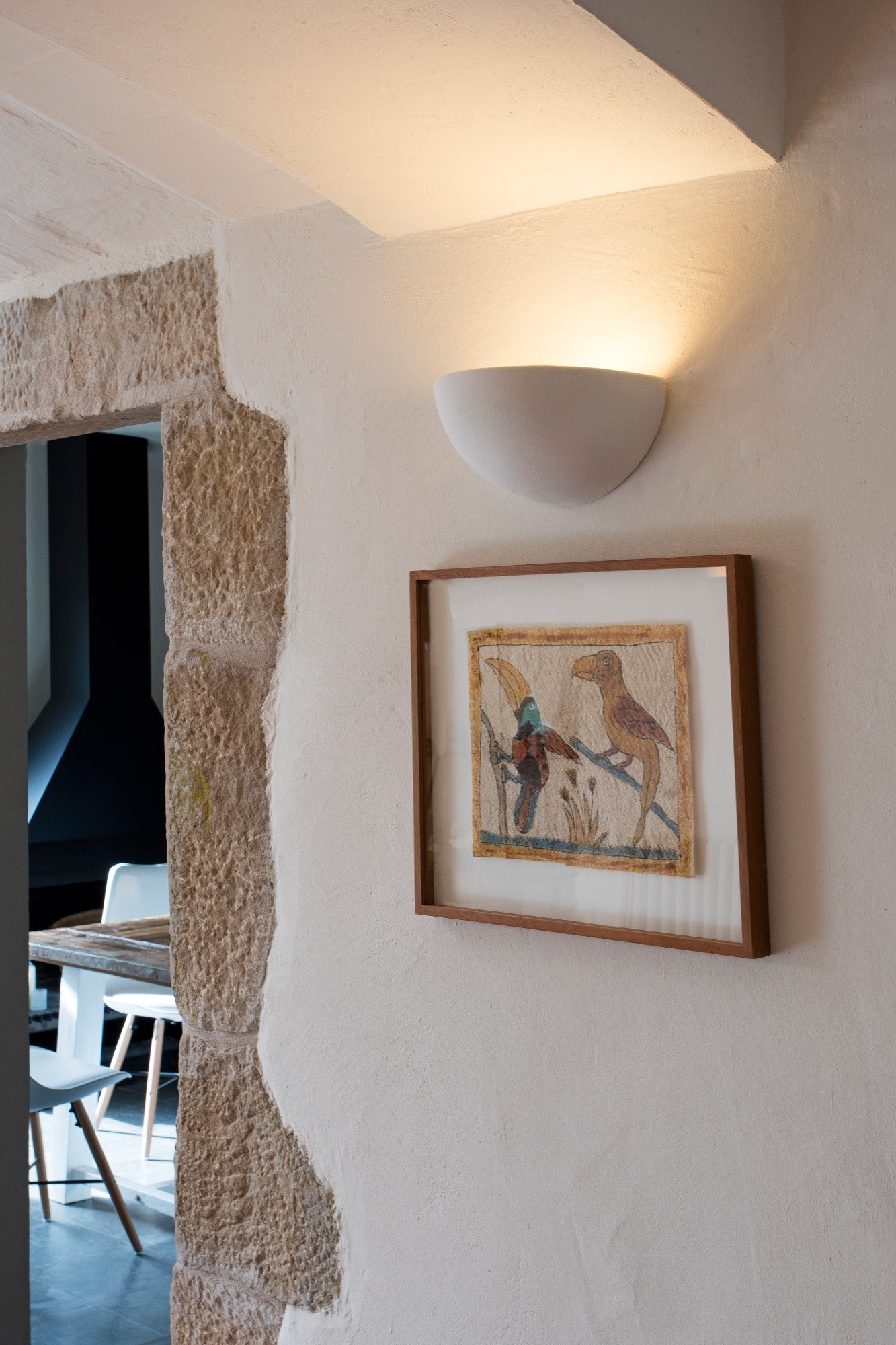 Luminaria de pared SNOW en blanco de FARO (modelo 63285), aplique de superficie minimalista en yeso para iluminación interior LED en hogar, diseño moderno de la colección 6330.