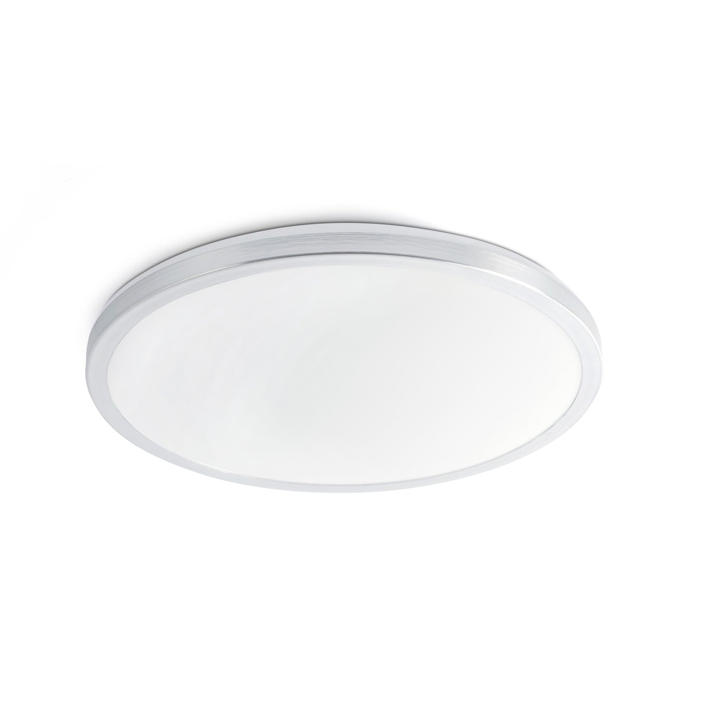Plafon LED AMI de aluminio nickel satinado 2700K luz cálida, luminaria superficie interior para salas de estar, modelo FARO 63398
