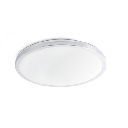 Plafon LED AMI de aluminio nickel satinado 2700K luz cálida, luminaria superficie interior para salas de estar, modelo FARO 63398
