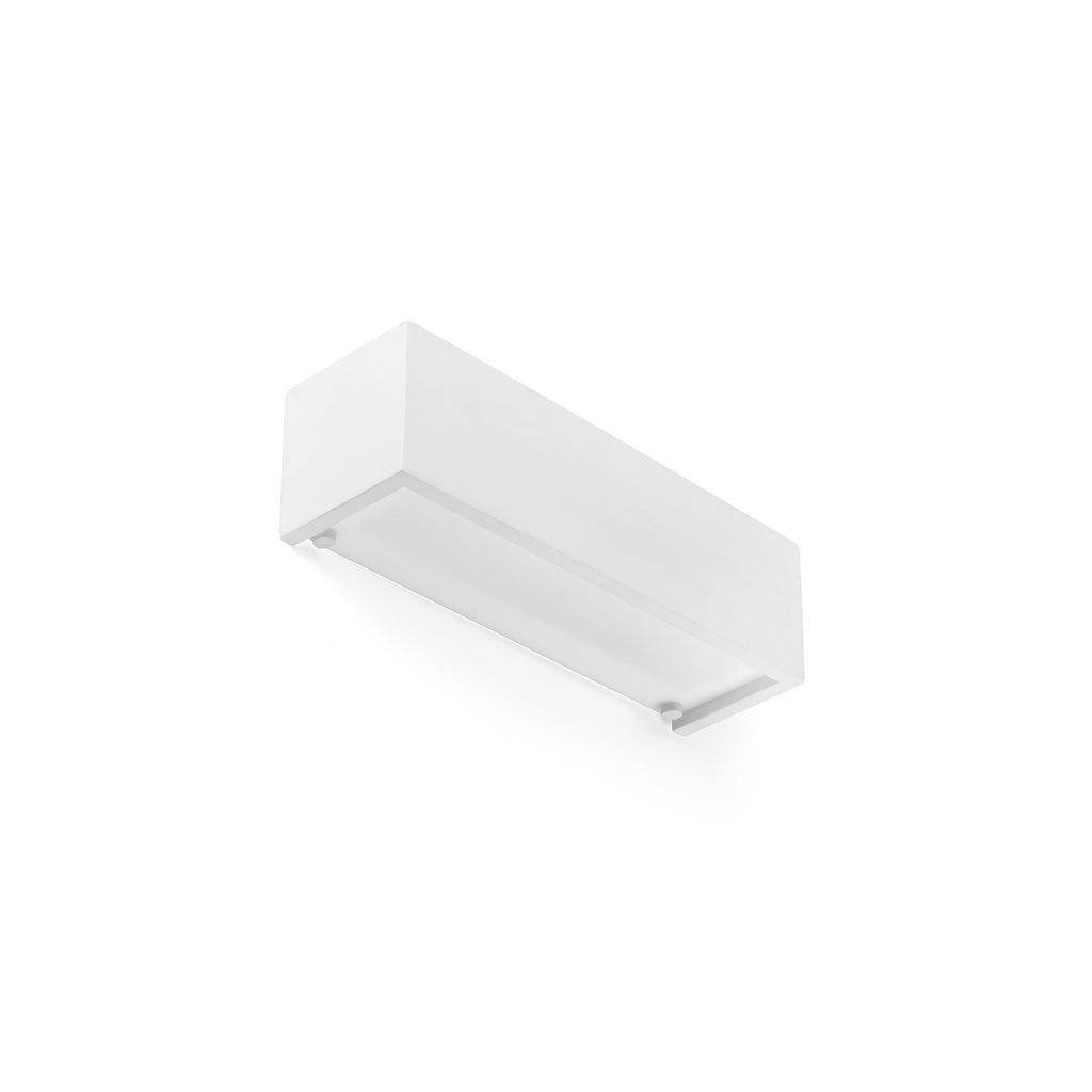 Aplique de pared Milo 280 blanco de Faro modelo 63420, luminaria de superficie en yeso minimalista para interior, iluminación LED eficiente en hogar moderno.