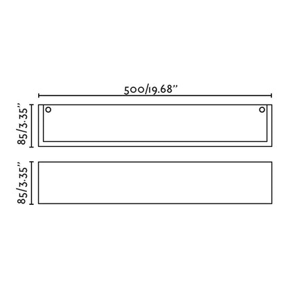 Aplique pared MILO 500 blanco FARO 63422 - Diagrama de medidas y dimensiones para luminaria superficie interior diseño minimalista LED E14 yeso colección 6317