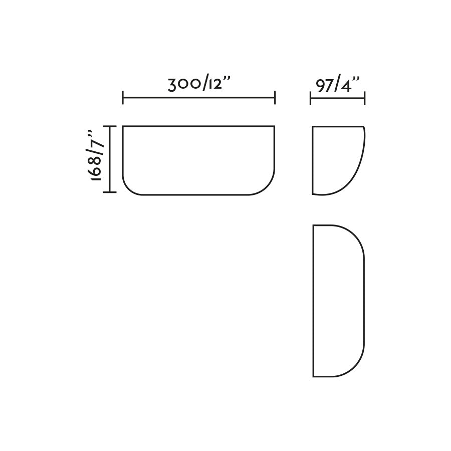 Medidas detalladas del aplique de pared KAPPU 300 Blanco FARO 63430, luminaria de superficie en yeso diseño minimalista, iluminación indirecta interior, colección 6362