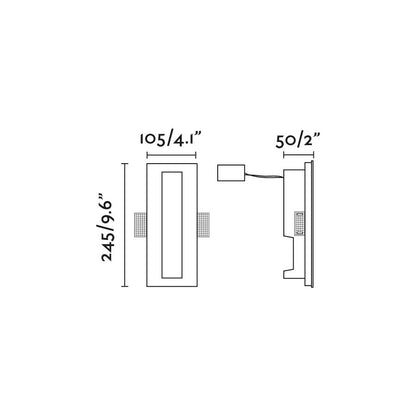 Medidas detalladas de la luminaria empotrable PLAS RCT blanca 3000K LED de FARO modelo 63490, ideal para instalación en yeso interior con iluminación cálida para el hogar, referencia 2067