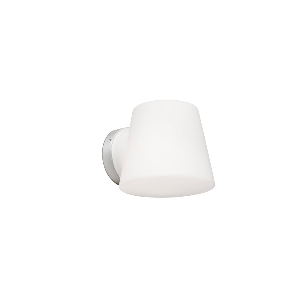 Luminaria de pared BIANCA cromado FARO modelo 63510, colección 6355, aplique superficie en aluminio y cristal opal, IP44 para baño interior