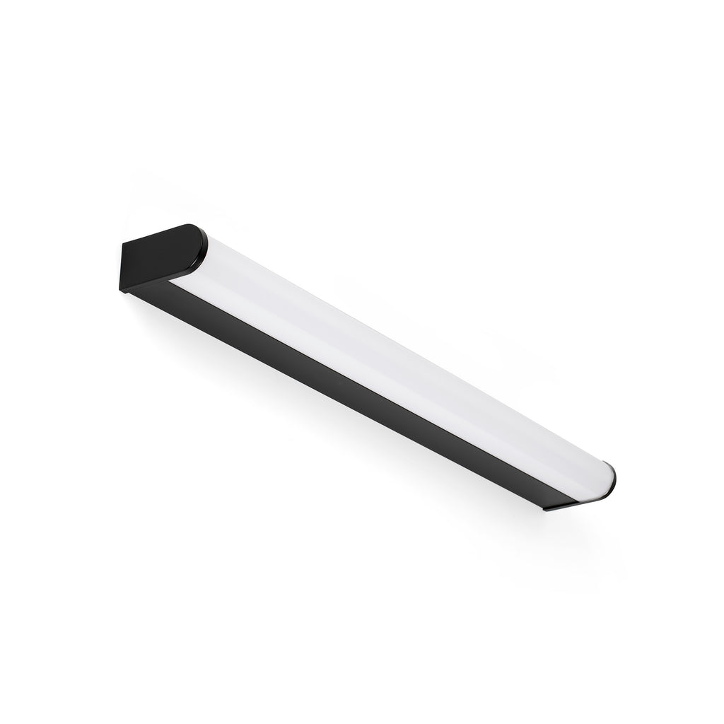 Aplique de pared LED TIDE 600 negro FARO 63522, luminaria superficie aluminio para baño interior, luz cálida 3000K IP44