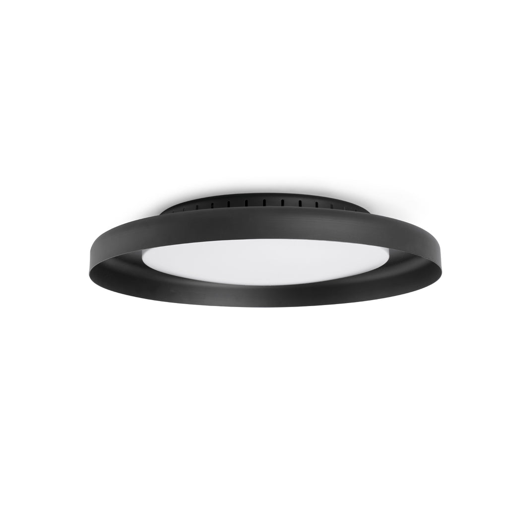 Plafon DOLME Negro FARO 64096, luminaria LED minimalista de acero mate para iluminación interior superficial