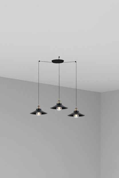 Lámpara colgante MARLIN 3L negra de FARO, luminaria de suspensión en acero negro mate, colección 1718, casquillo E27 LED para iluminación interior del hogar