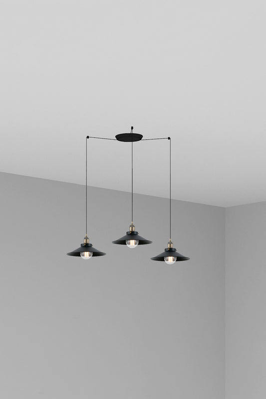 Lámpara colgante MARLIN 3L negra de FARO, luminaria de suspensión en acero negro mate, colección 1718, casquillo E27 LED para iluminación interior del hogar