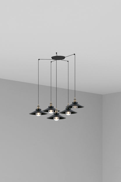 Lámpara colgante MARLIN 5L negra de FARO, diseño contemporáneo en metal y acero para iluminación interior hogar, colección 1718.