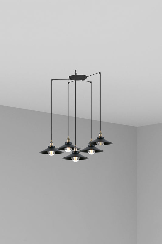 Lámpara colgante MARLIN 5L negra de FARO, diseño contemporáneo en metal y acero para iluminación interior hogar, colección 1718.