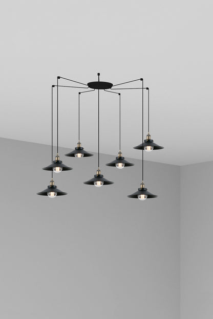 Lámpara colgante MARLIN 7L negra de FARO, modelo 64133-7L, diseño moderno en metal y acero para iluminación interior del hogar, colección 1718