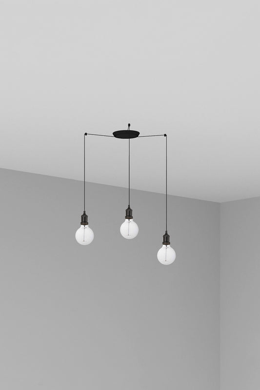 Portalámparas colgante ART 3L negra de FARO, luminaria de suspensión minimalista en acero para interior, 3 luces E27 LED, iluminación moderna, modelo 64135-3L