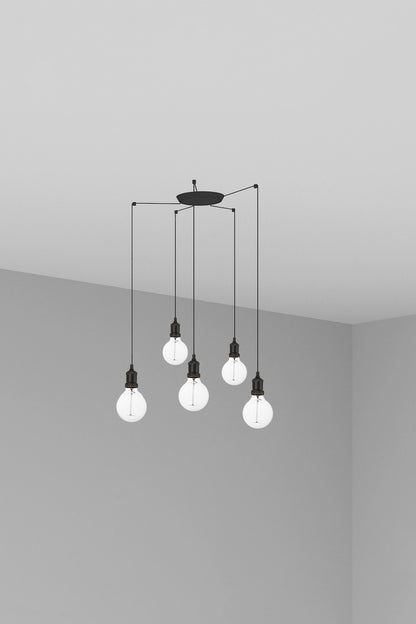 Portalámparas colgante ART 5L negra FARO 64135-5L, diseño moderno en acero de la colección 64130 para iluminación interior decorativa en el hogar, lámparas de suspensión elegantes