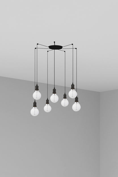 Portalámparas colgante ART 7L negra de FARO modelo 64135-7L, luminaria de suspensión moderna en acero para iluminación interior con múltiples luces