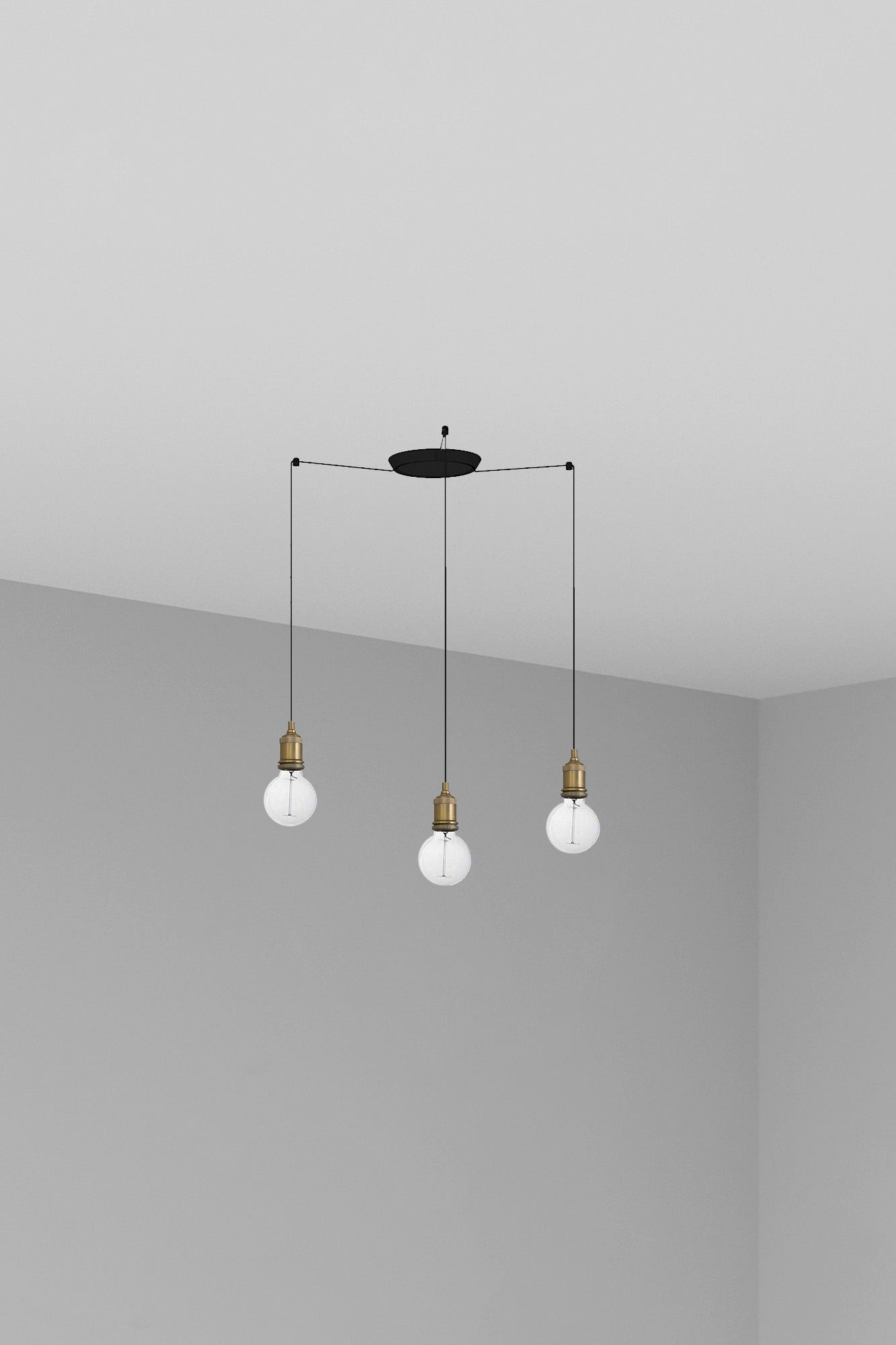 Lámpara colgante ART 3L en oro viejo de FARO modelo 64137-3L, iluminación moderna de acero para interior, luminaria de suspensión decorativa LED compatible para hogar