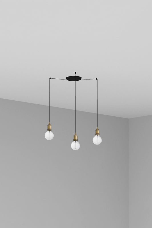 Lámpara colgante ART 3L en oro viejo de FARO modelo 64137-3L, iluminación moderna de acero para interior, luminaria de suspensión decorativa LED compatible para hogar