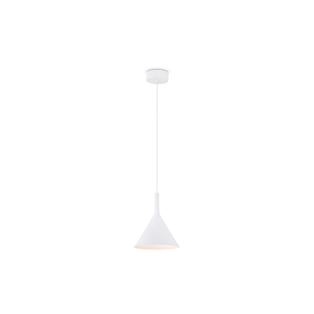 Lámpara colgante PAM 165 blanca de FARO modelo 64159, diseño contemporáneo en acero y PMMA con iluminación LED ambiental para salón interior
