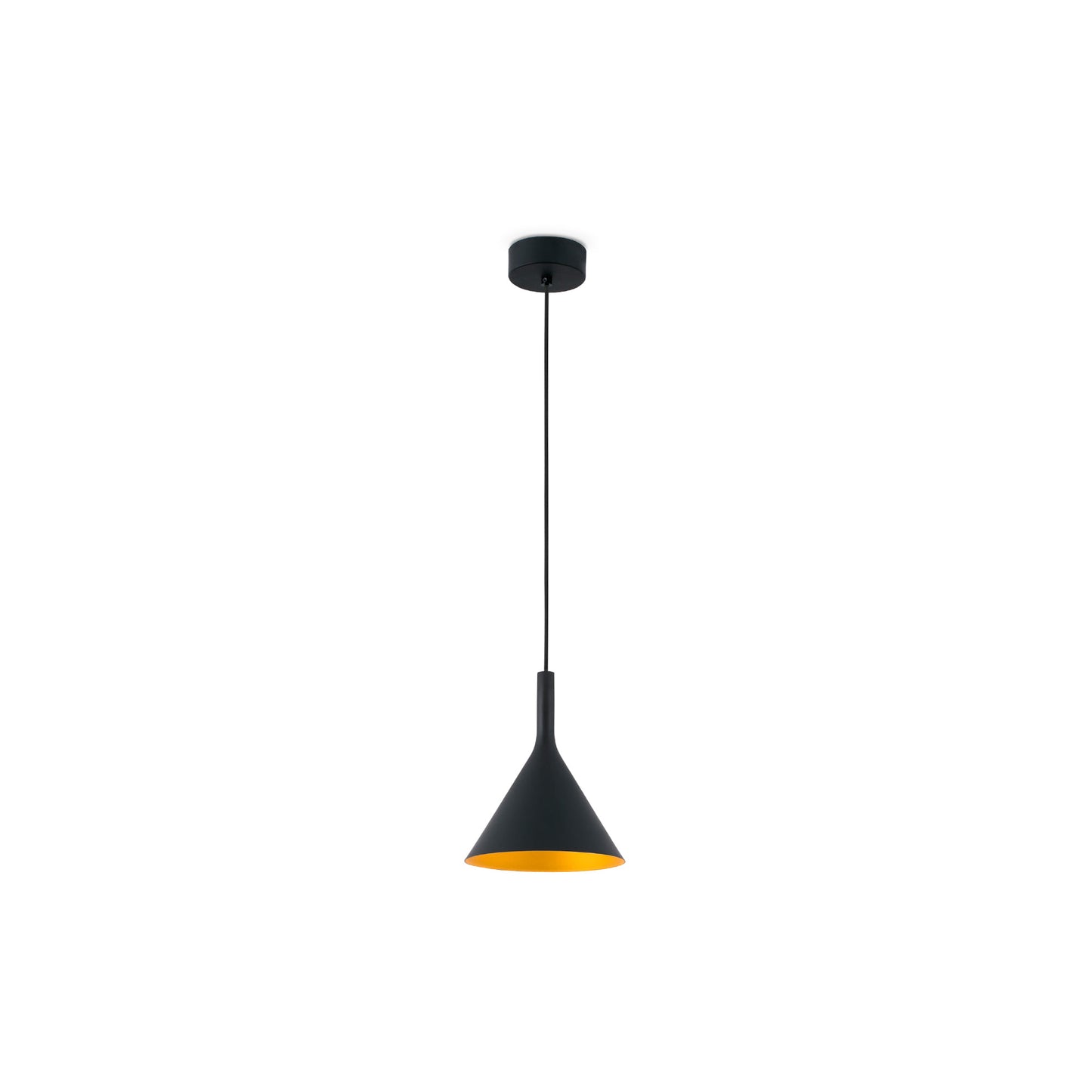 Lámpara colgante PAM 165 negra y oro FARO modelo 64160, diseño contemporáneo en acero y PMMA, iluminación LED para salón interior, colección 6415