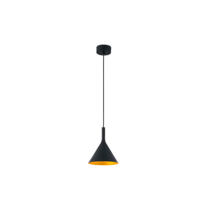Lámpara colgante PAM 165 negra y oro FARO modelo 64160, diseño contemporáneo en acero y PMMA, iluminación LED para salón interior, colección 6415
