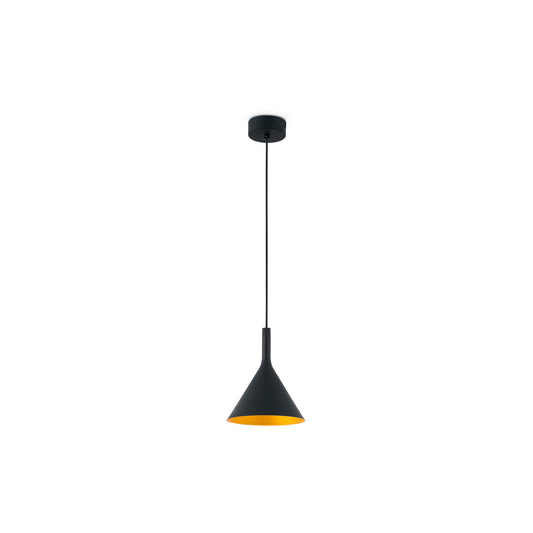 Lámpara colgante PAM 165 negra y oro FARO modelo 64160, diseño contemporáneo en acero y PMMA, iluminación LED para salón interior, colección 6415
