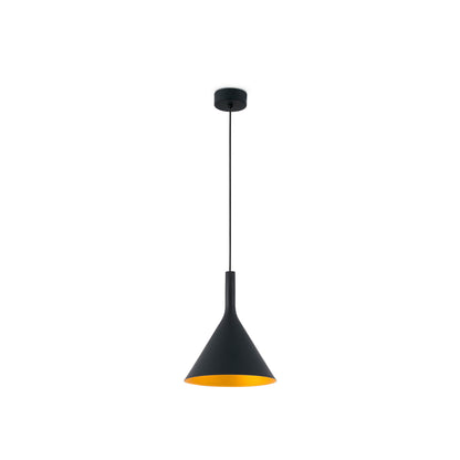 Lámpara colgante PAM 250 negra y oro FARO modelo 64162, diseño contemporáneo LED de suspensión para iluminación decorativa en salón interior con PMMA