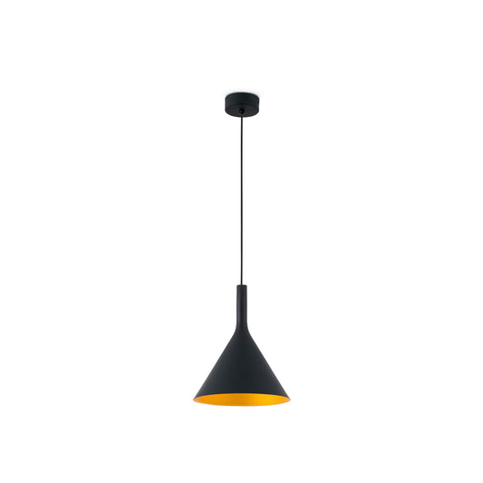 Lámpara colgante PAM 250 negra y oro FARO modelo 64162, diseño contemporáneo LED de suspensión para iluminación decorativa en salón interior con PMMA