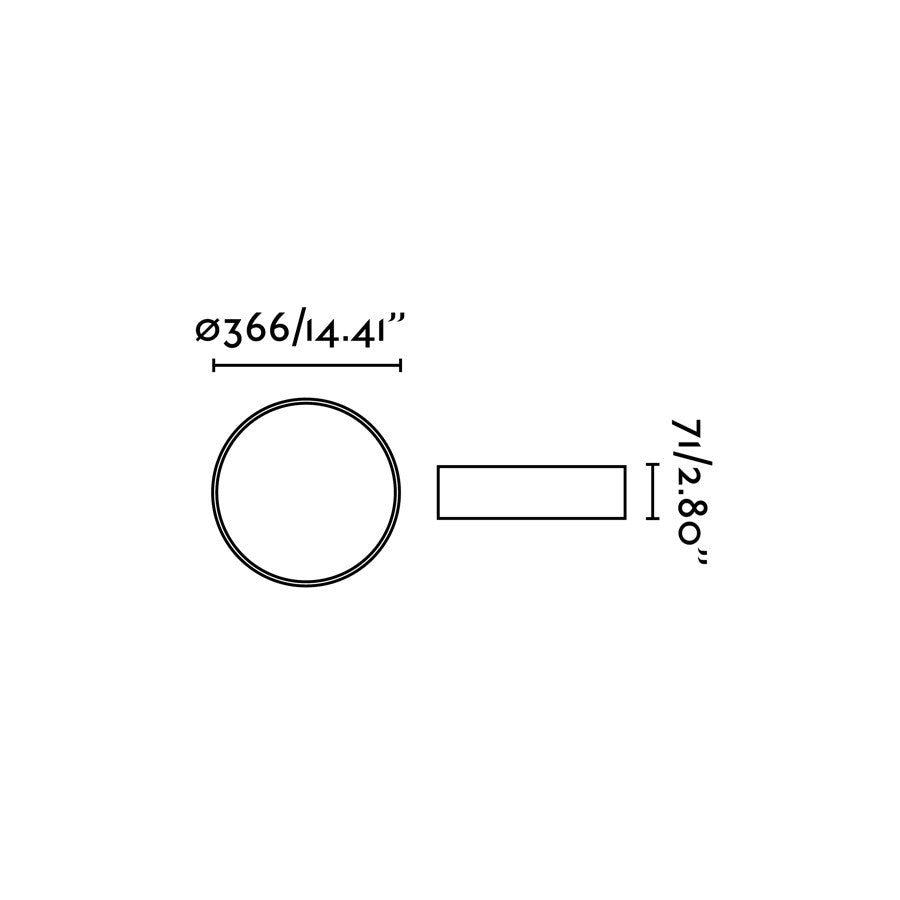 Medidas detalladas del Plafon LED VUK Blanca 40W de FARO, modelo 64188, luminaria de superficie IP44 para baño e iluminación húmeda interior, colección 6425 con LED integrado