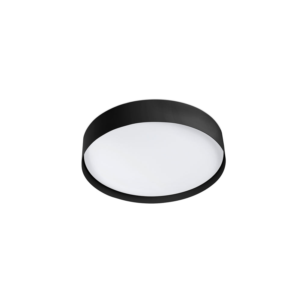 Plafon LED VUK negra de FARO, modelo 64188N, colección 6425, luminaria de superficie en acero y PMMA, IP44 para baño e iluminación interior del hogar