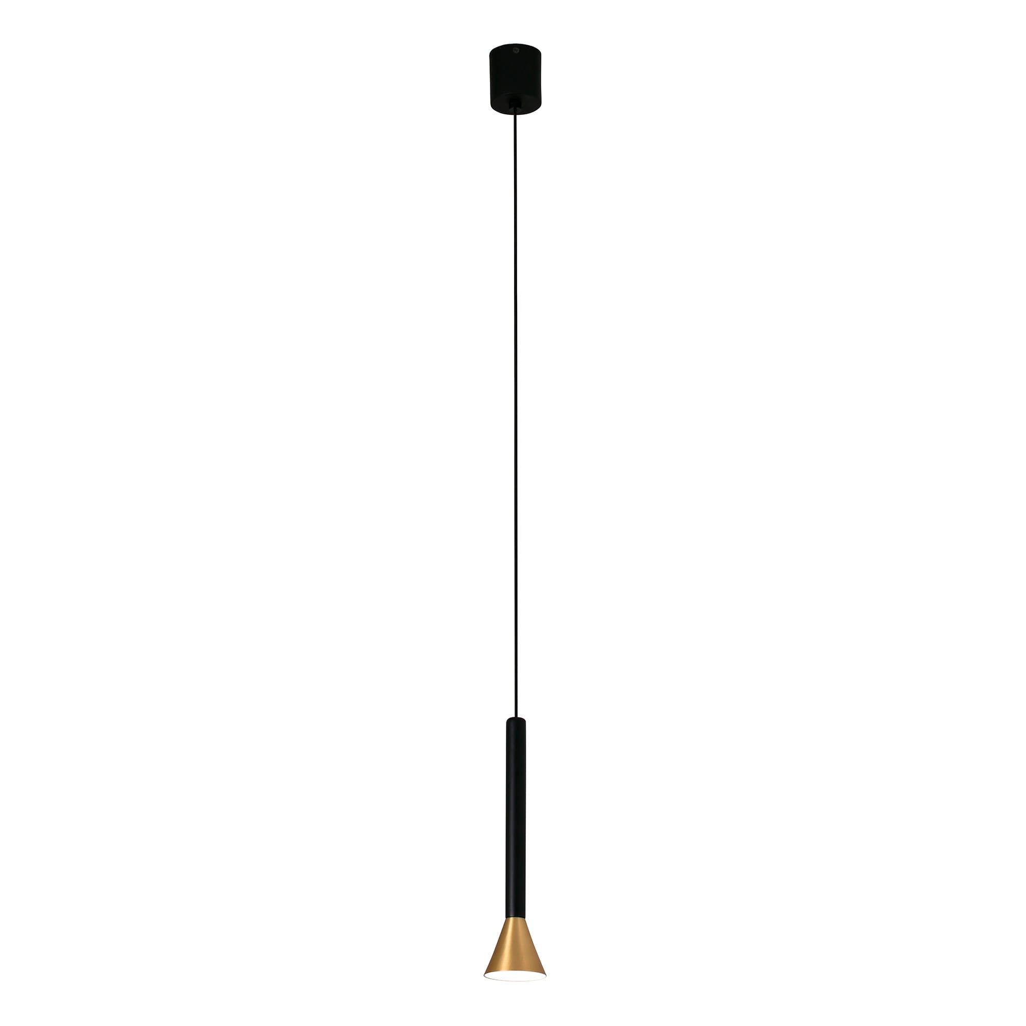 Luminaria colgante DANKA en oro satinado de FARO modelo 64223, diseño contemporáneo LED para iluminación interior residencial en techos, ambiente elegante