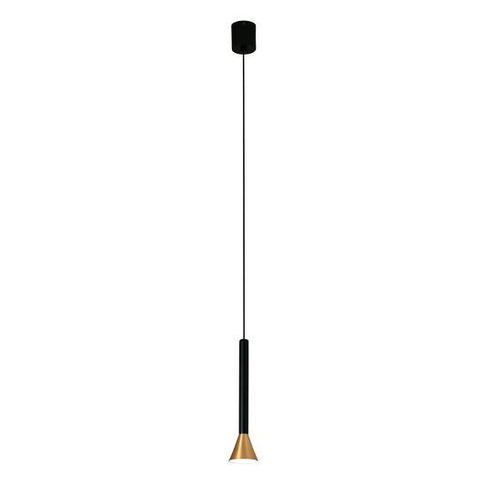Luminaria colgante DANKA en oro satinado de FARO modelo 64223, diseño contemporáneo LED para iluminación interior residencial en techos, ambiente elegante