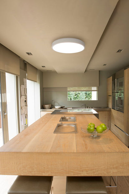 Imagen ambiente de Plafón LED Cocotte 430 Blanca de FARO, modelo 64250 de la colección 6990, luminaria de superficie en aluminio y PMMA con diseño contemporáneo para iluminación interior del hogar