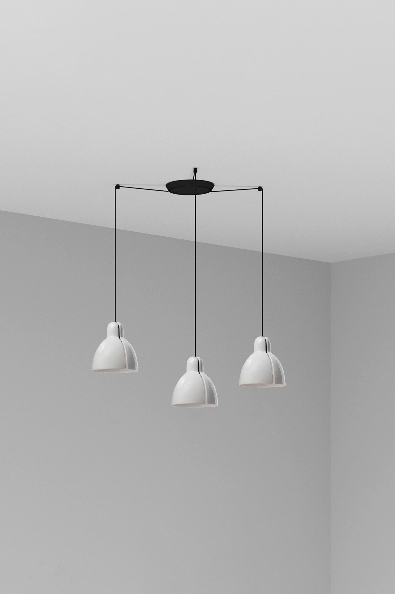 Luminaria colgante VENICE 3L blanca de FARO, diseño artesanal en cerámica y acero, iluminación interior hogar, suspensión techo colección 6437