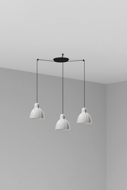 Luminaria colgante VENICE 3L blanca de FARO, diseño artesanal en cerámica y acero, iluminación interior hogar, suspensión techo colección 6437