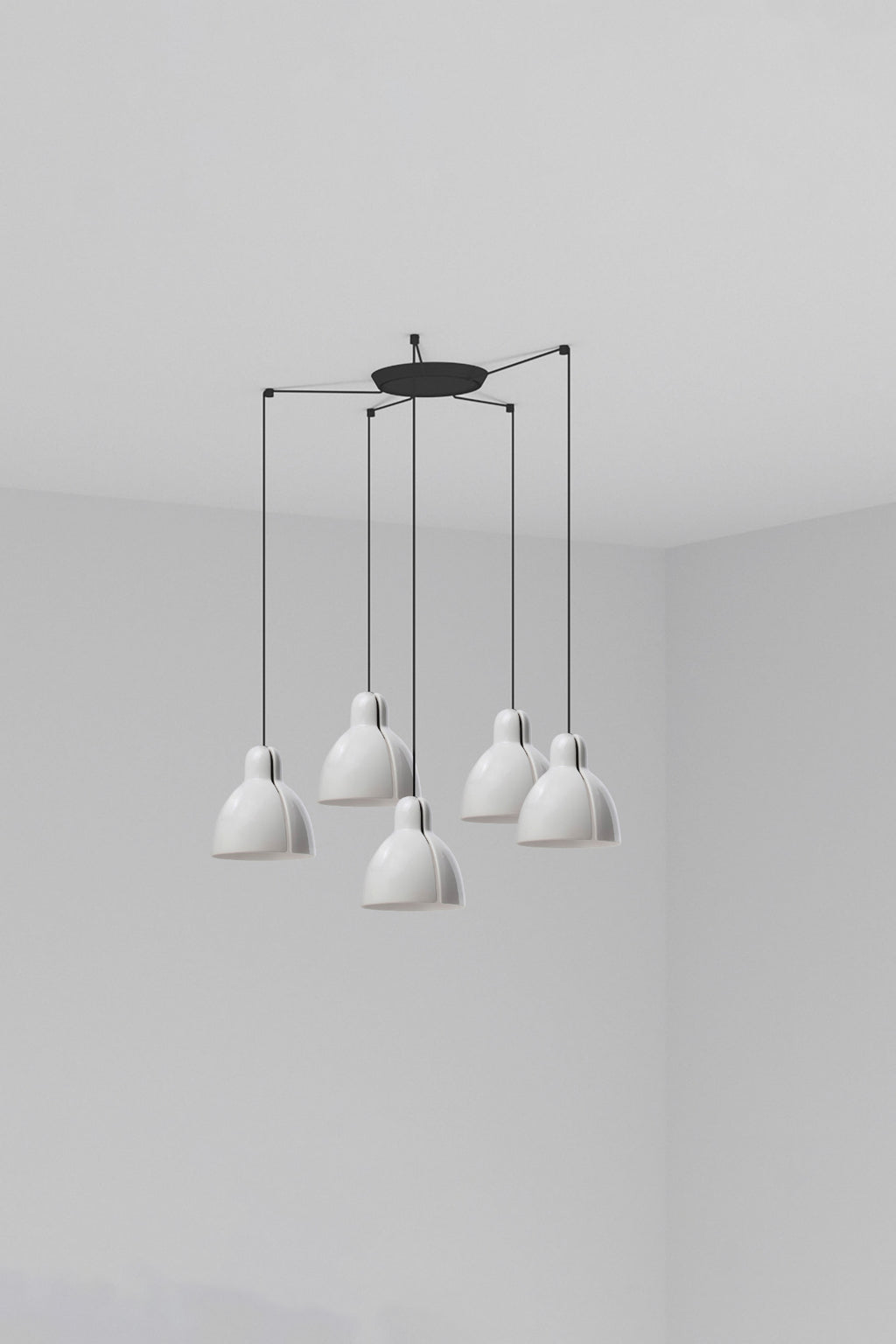 Luminaria colgante VENICE 5L blanca de cerámica FARO, diseño moderno artesanal para iluminación interior del hogar, suspensión compatible con LED