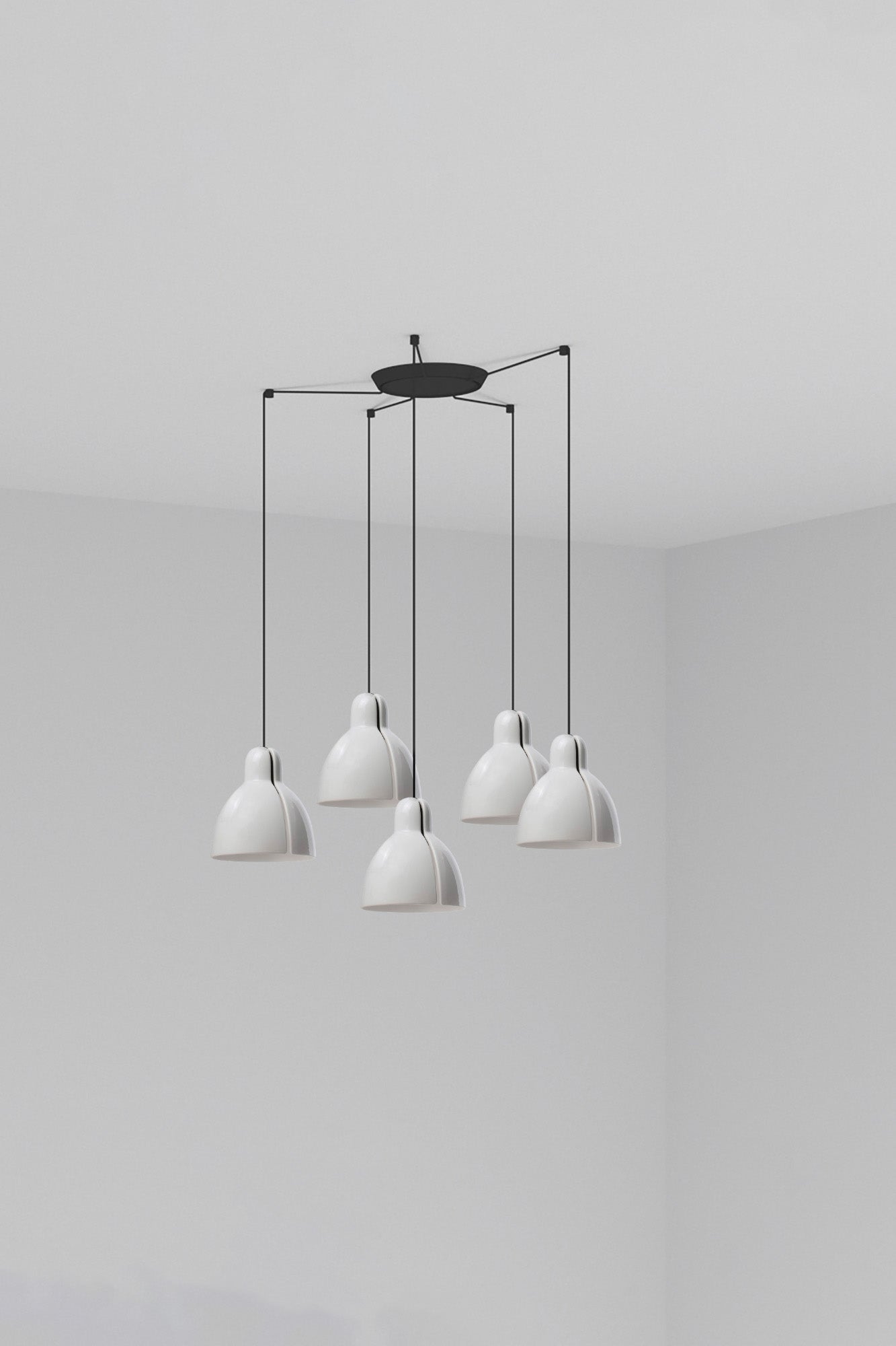 Luminaria colgante VENICE 5L blanca de cerámica FARO, diseño moderno artesanal para iluminación interior del hogar, suspensión compatible con LED