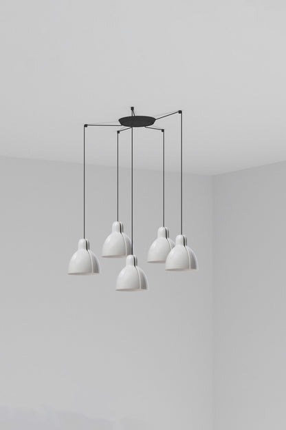Luminaria colgante VENICE 5L blanca de cerámica FARO, diseño moderno artesanal para iluminación interior del hogar, suspensión compatible con LED