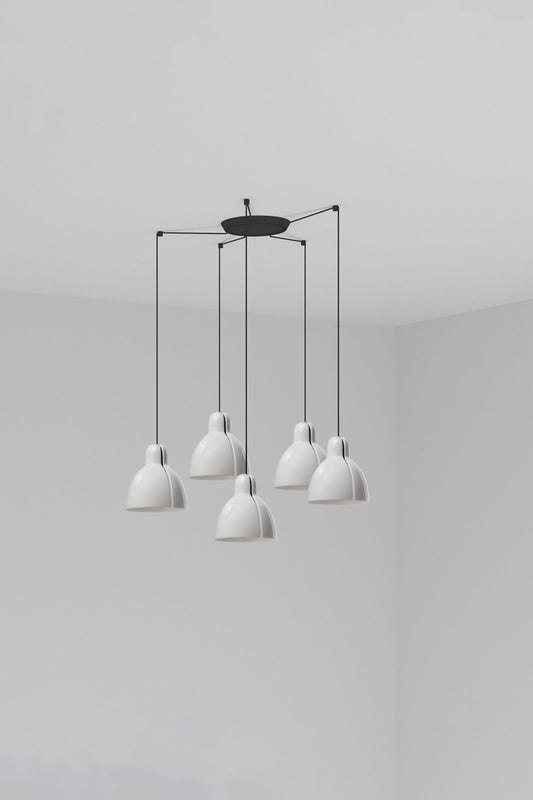 Luminaria colgante VENICE 5L blanca de cerámica FARO, diseño moderno artesanal para iluminación interior del hogar, suspensión compatible con LED