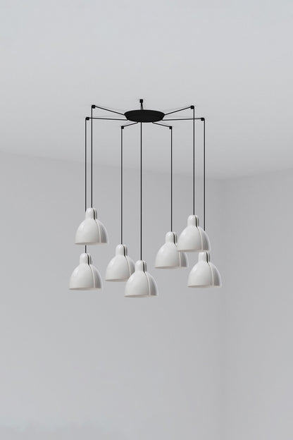 Luminaria colgante Venice 7L blanca de FARO - Diseño artesanal en cerámica y acero para iluminación interior del hogar, suspensión moderna colección 6437.