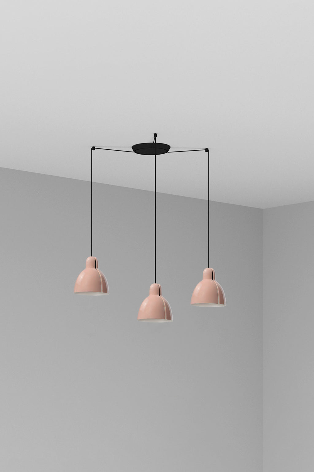 Luminaria colgante VENICE 3L rosa brillo FARO, diseño suspensión cerámica y acero E27 LED para salón o dormitorio interior